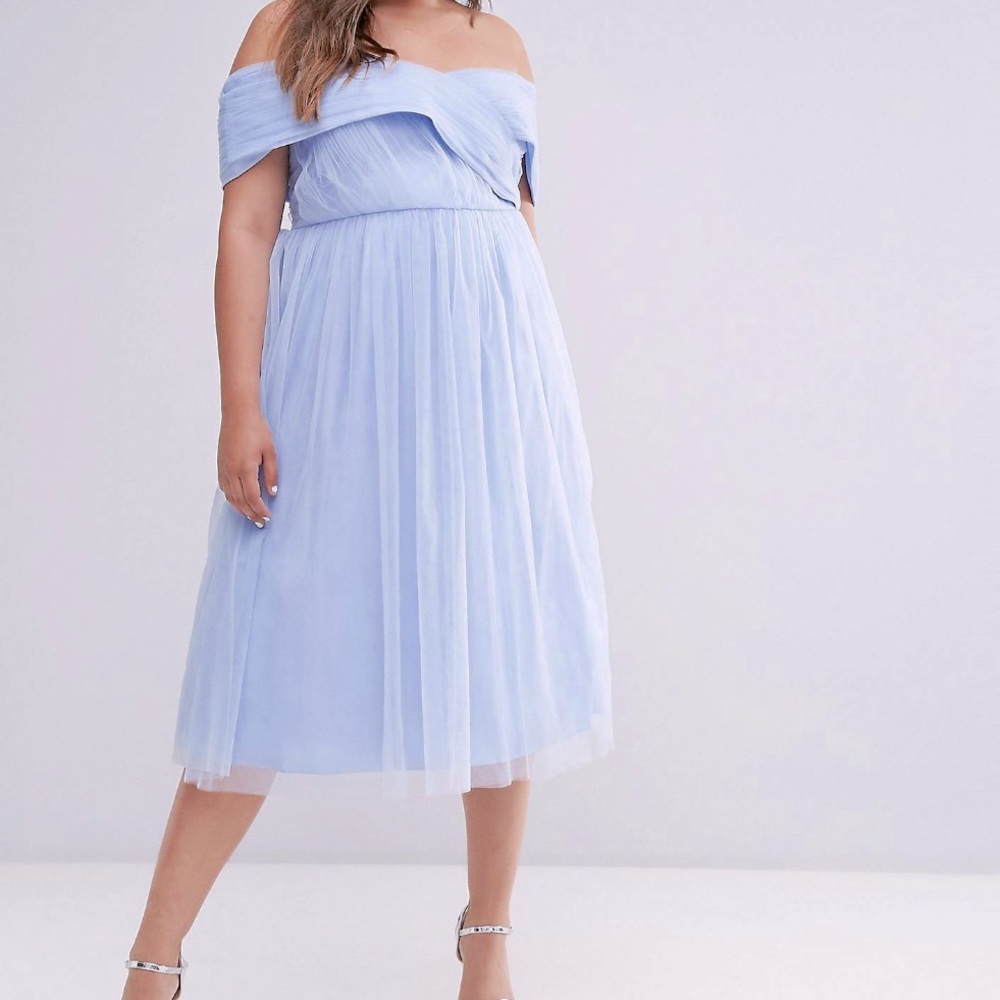 Blue Tulle Midi Gown